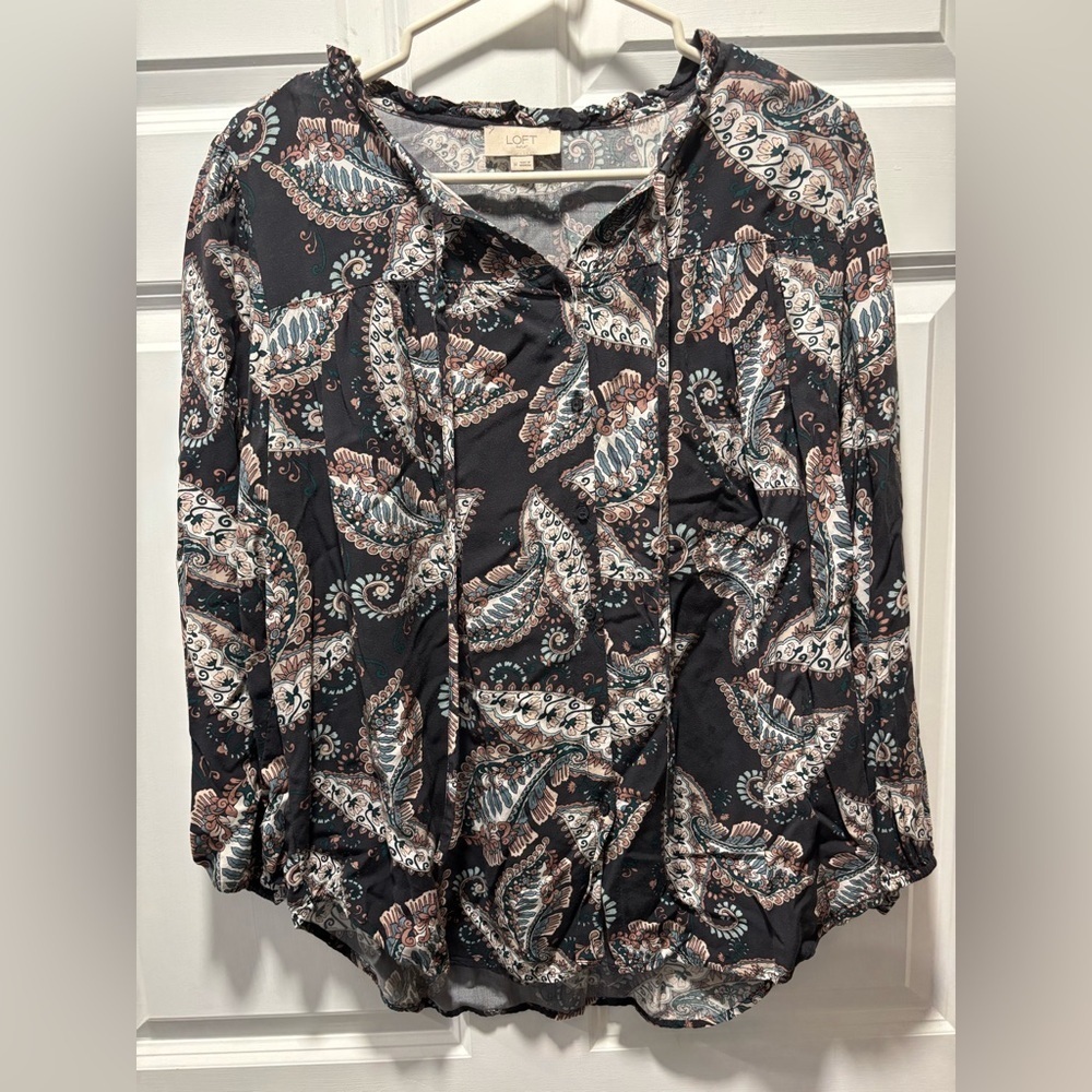 Loft Paisley Long Sleeve Blouse​​​​​ - Picture 2 of 5